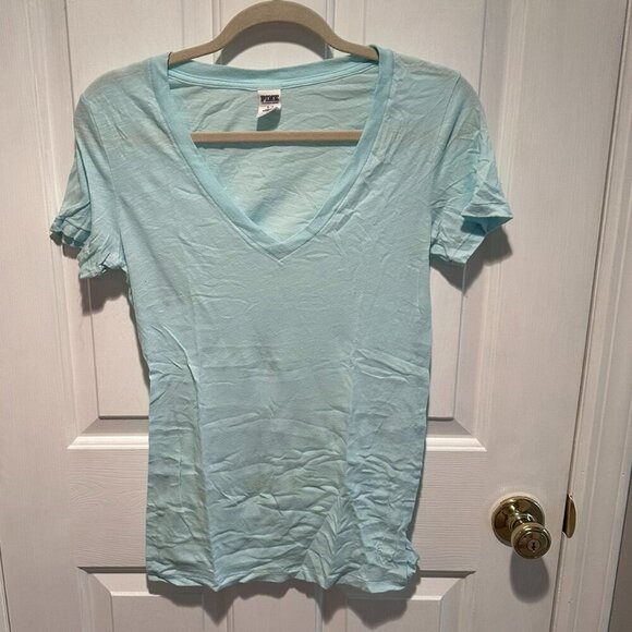VS PINK Cotton V-Neck Blue - Size Small - Picture 1 of 4
